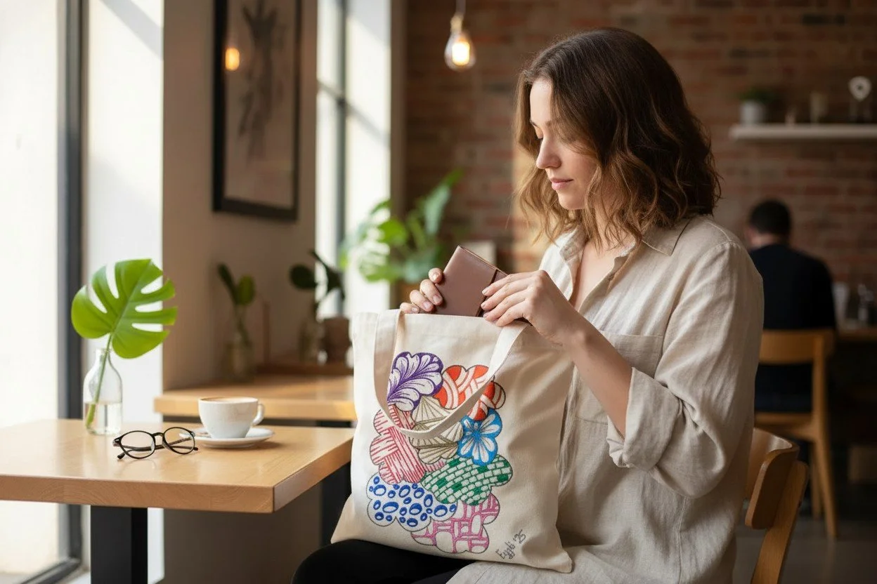 Hand painted tote bag