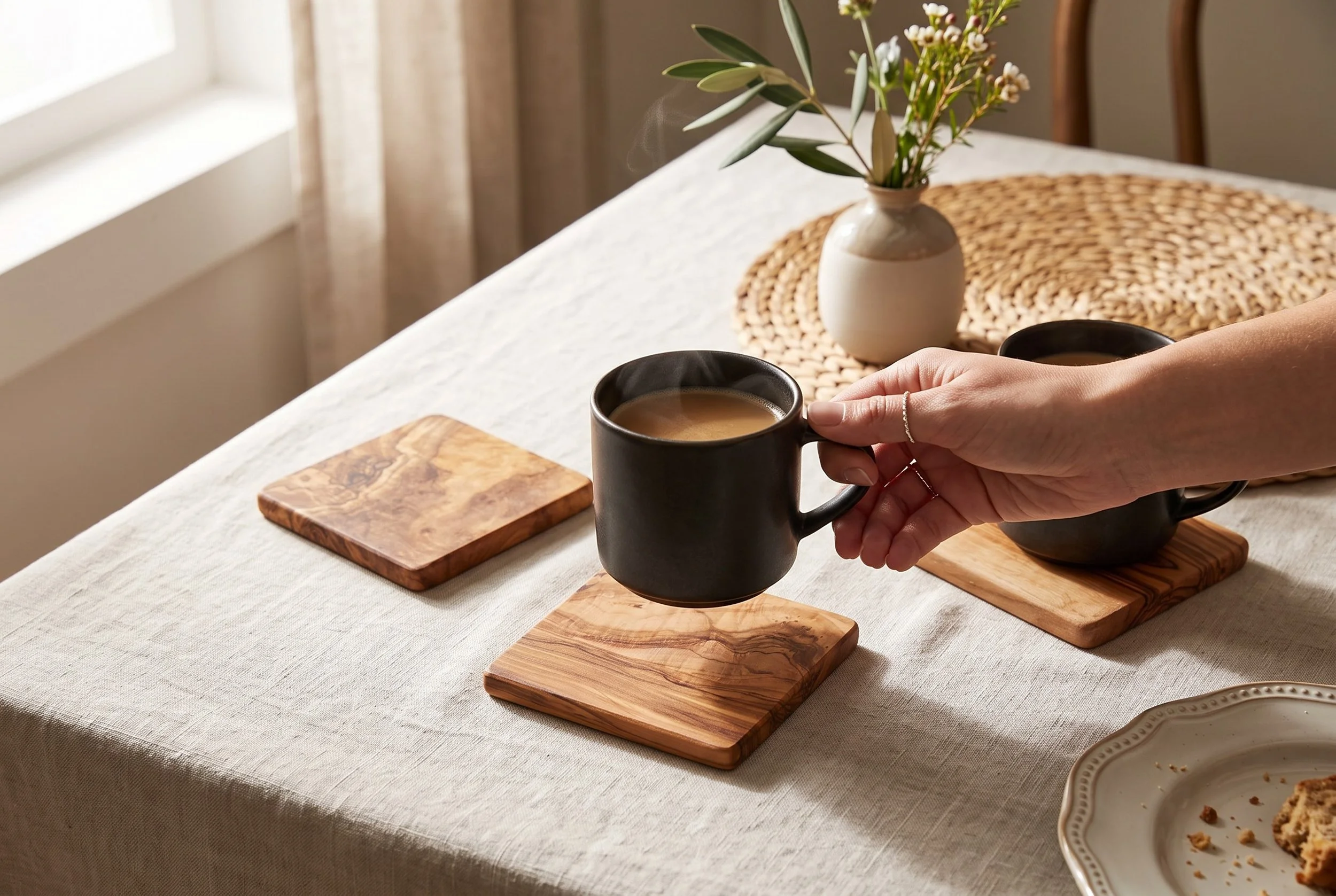 Olivewood coasters