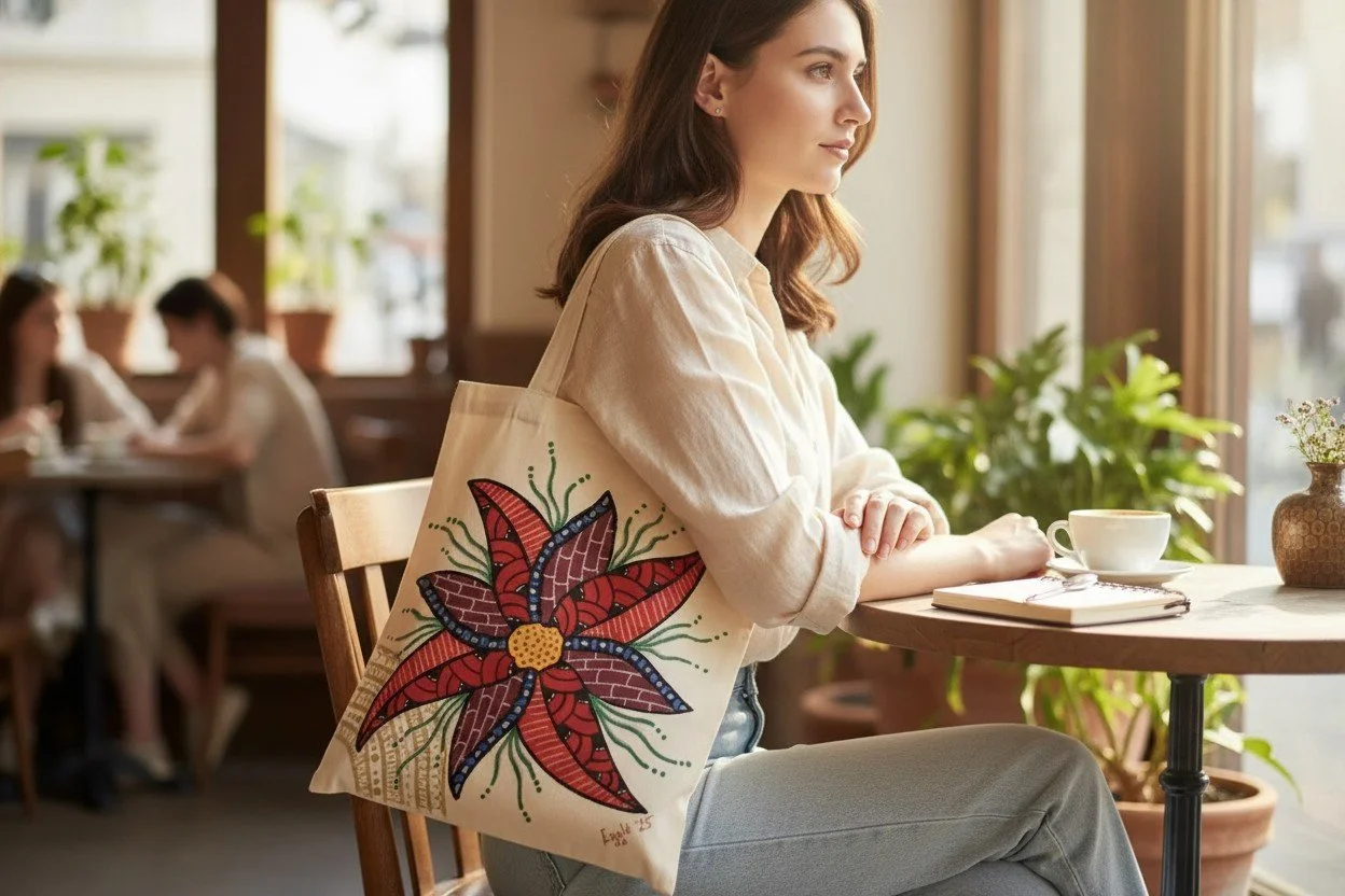 Hand painted tote bag