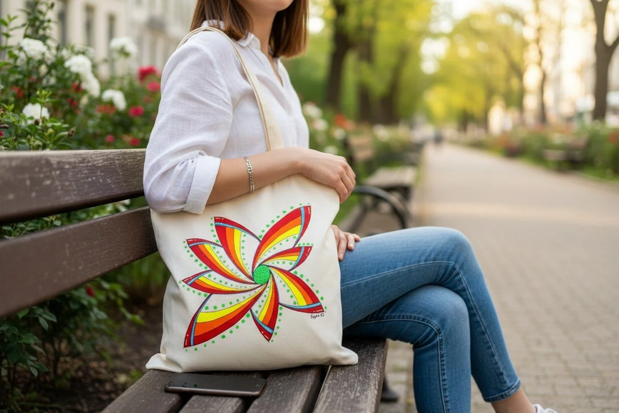 Hand painted tote bag