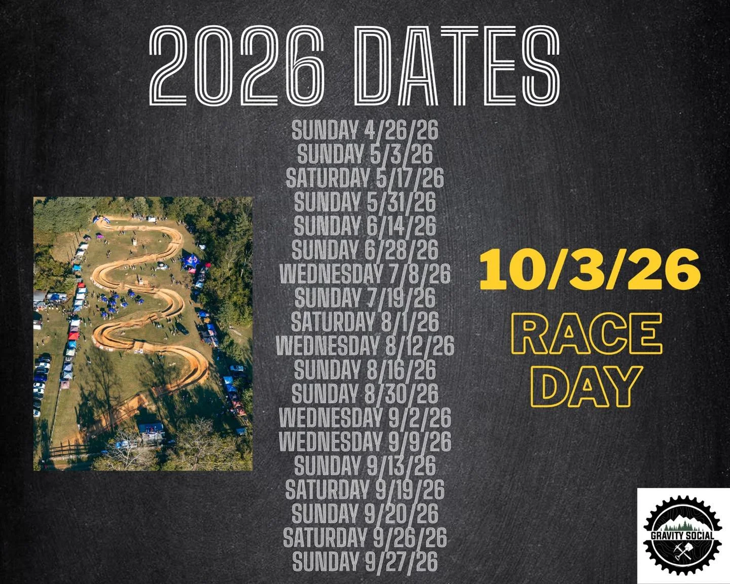 We are shooting to have the bike park open 20+ days this season! Mark your calendars now and get ready for an awesome season on the farm! 
_
_
*Dates are subject to change based on weather and trail conditions. 
_
**Times and details will be announce