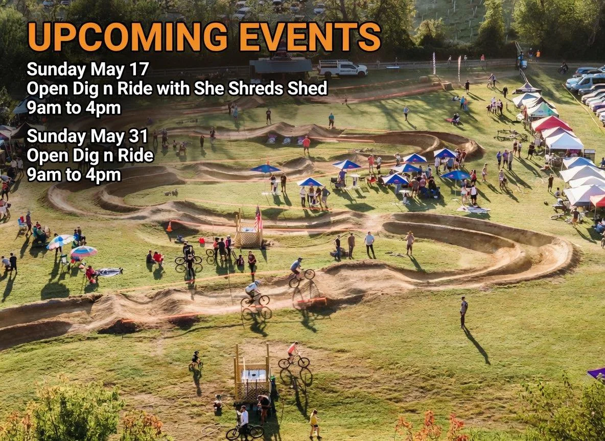 May events coming up on the farm! 

Sunday, May 17th the @sheshredsshed ladies will be on the farm helping us dig and ride! Open to the public 9am to 4pm 

Sunday, May 31st - Open dig n ride. 9am to 4pm 

Mark your calendars! The track is running the