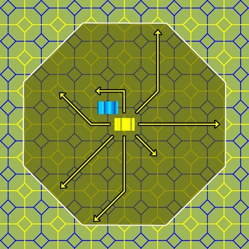 Geometric pattern with hexagons and arrows