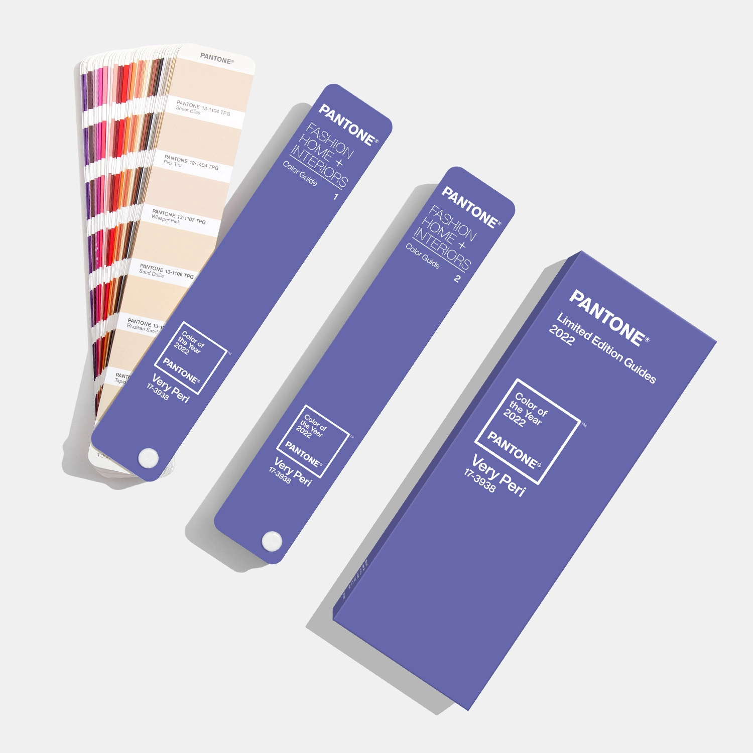Pantone color guides and fan deck samples for interior design and fashion color matching.