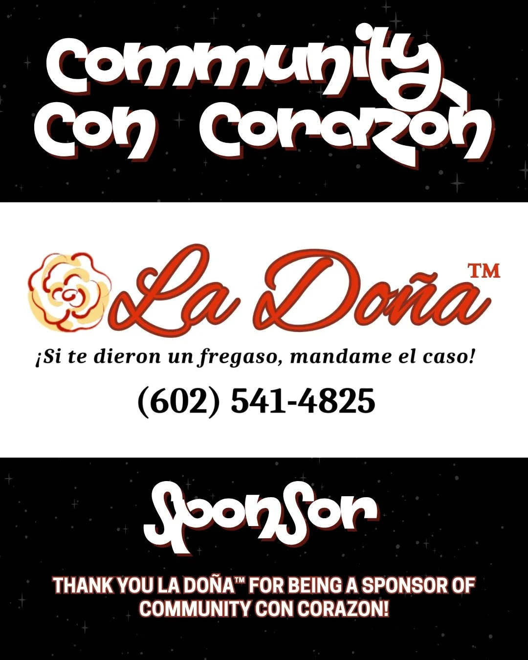 🎉 SPONSOR HIGHLIGHT 🎉

We want to give a big shoutout and thank you to La Do&ntilde;a&trade; for being a sponsor of Community con Corazon! 💙

We&rsquo;re incredibly grateful for their partnership and the generosity their team has shown in helping 