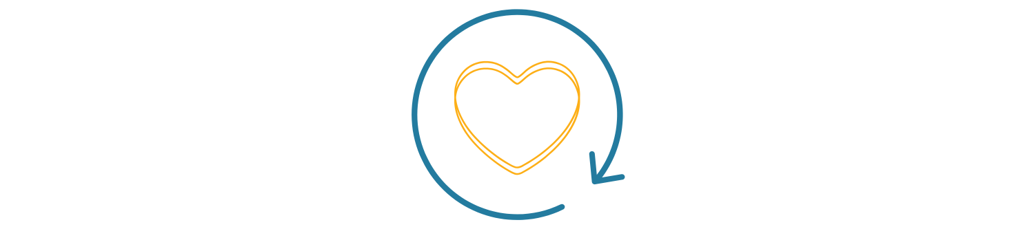 Heart icon surrounded by arrow in a circle