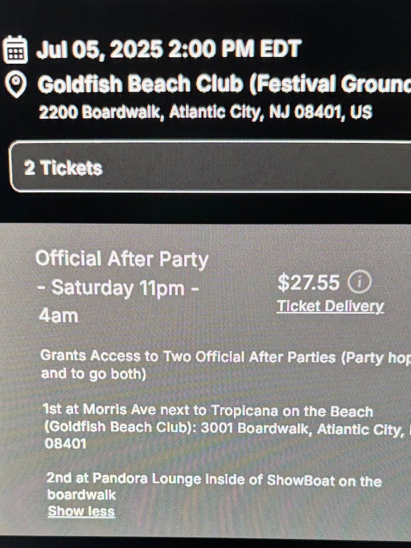 7/5/2025 - Tickets Sold to Beach Bar After Party 11PM- 4AM