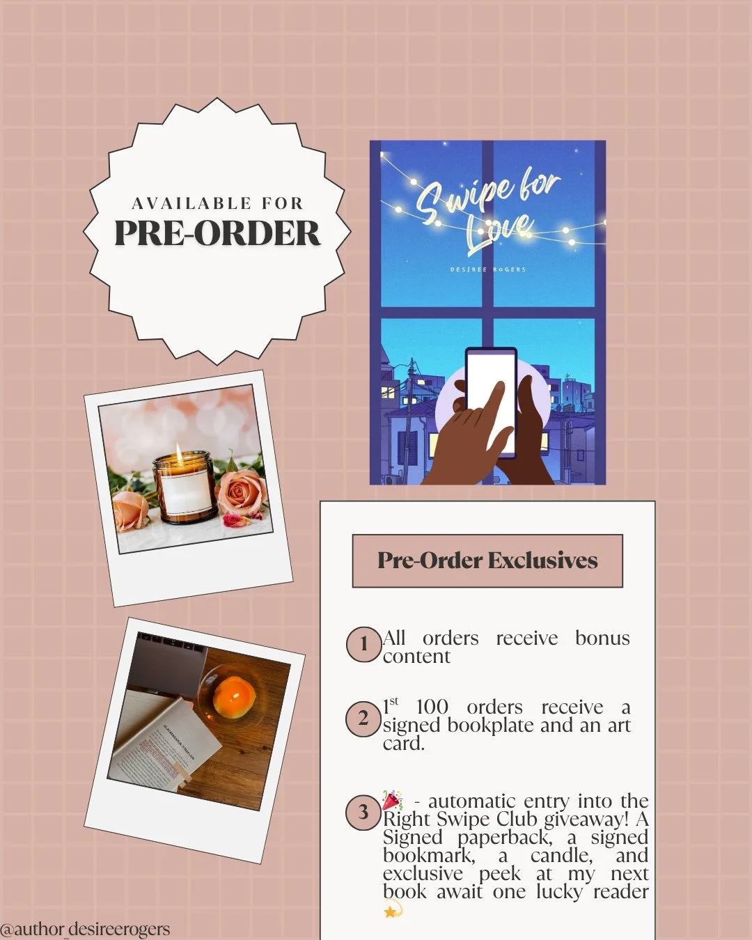 PREORDERS ARE LIVE! 💕⁠
⁠
Love was never supposed to be part of the algorithm... but the app had other plans.⁠
Swipe for Love is an emotional, slow-burn sapphic romance about second chances, emotional intimacy, and the courage to swipe right on the u