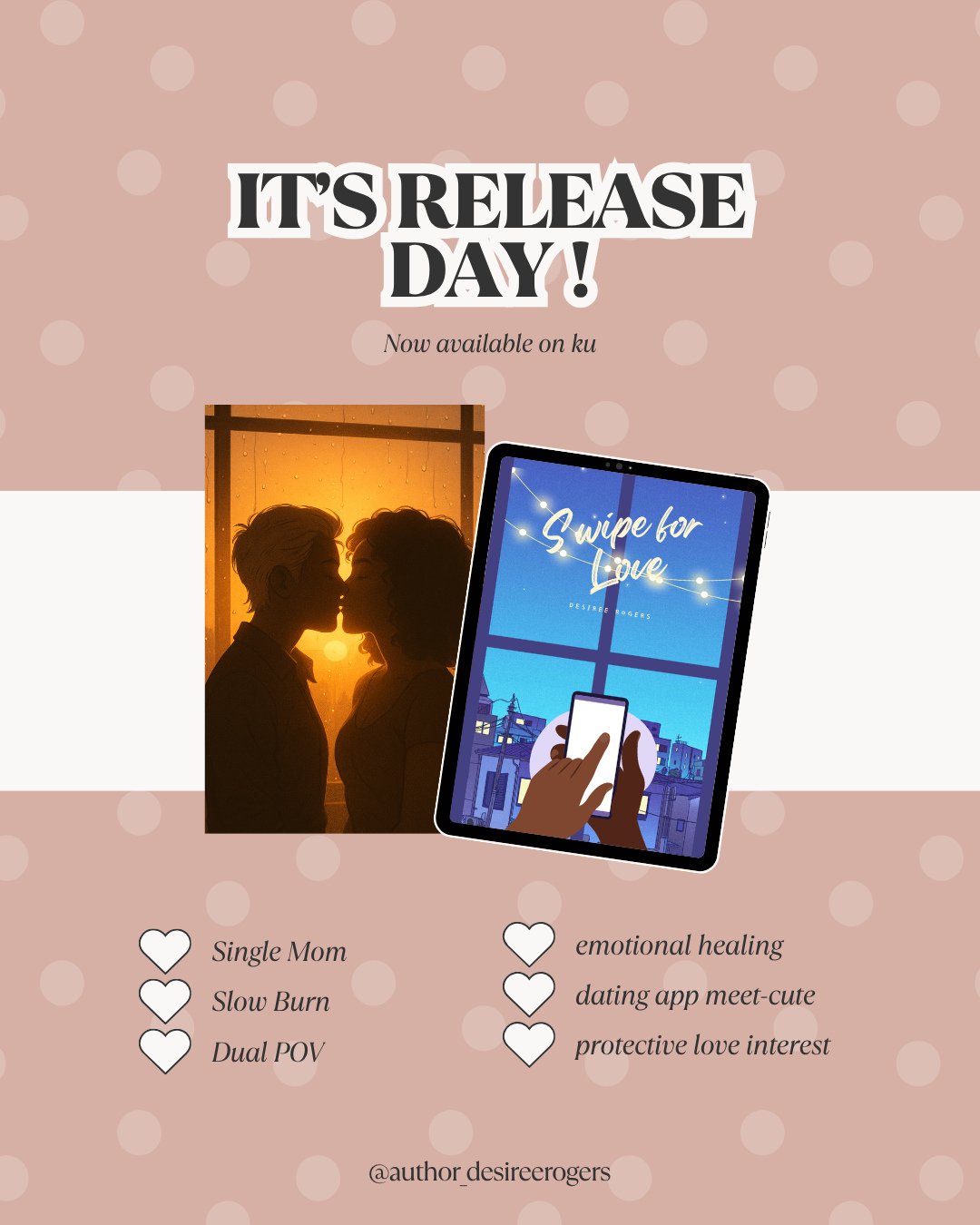 It&rsquo;s here! 💖⁠
Swipe for Love is officially live!⁠
A slow-burn sapphic romance about second chances, emotional intimacy, and the courage to swipe right on the unexpected.⁠
⁠
This story means so much to me&mdash;thank you for every preorder, eve