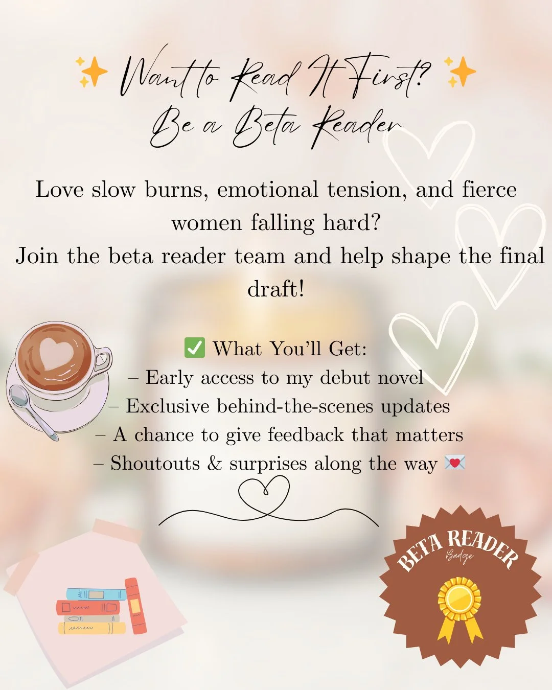 🚨 Calling all book lovers! 🚨 I&rsquo;m on the hunt for some awesome beta readers for my latest urban fantasy romance novel! ✨❤️ If you&rsquo;re ready to dive into a world of magic, swoon-worthy moments, and maybe a little chaos, I want YOU to help 