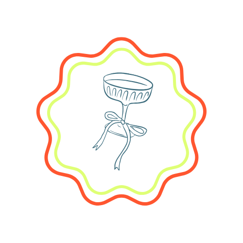 Neon sign of a boutonniere with a red and green border.