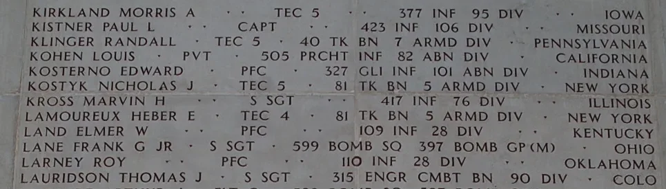 PFC Edward Kosterno Memorial