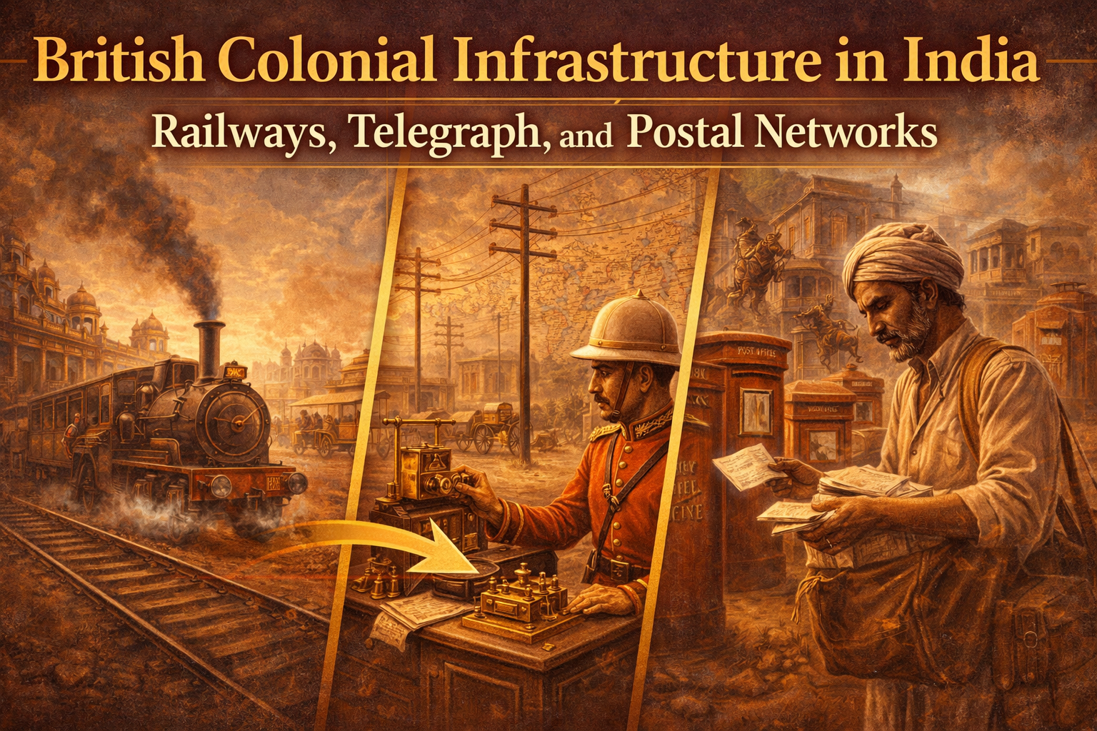 British Colonial Infrastructure in India: Railways, Telegraph, and Postal Networks