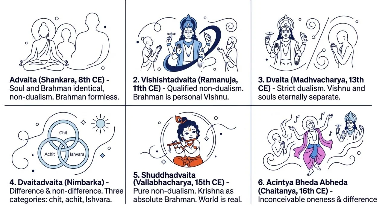 Sub-Schools of Vedānta: Six Interpretive Traditions