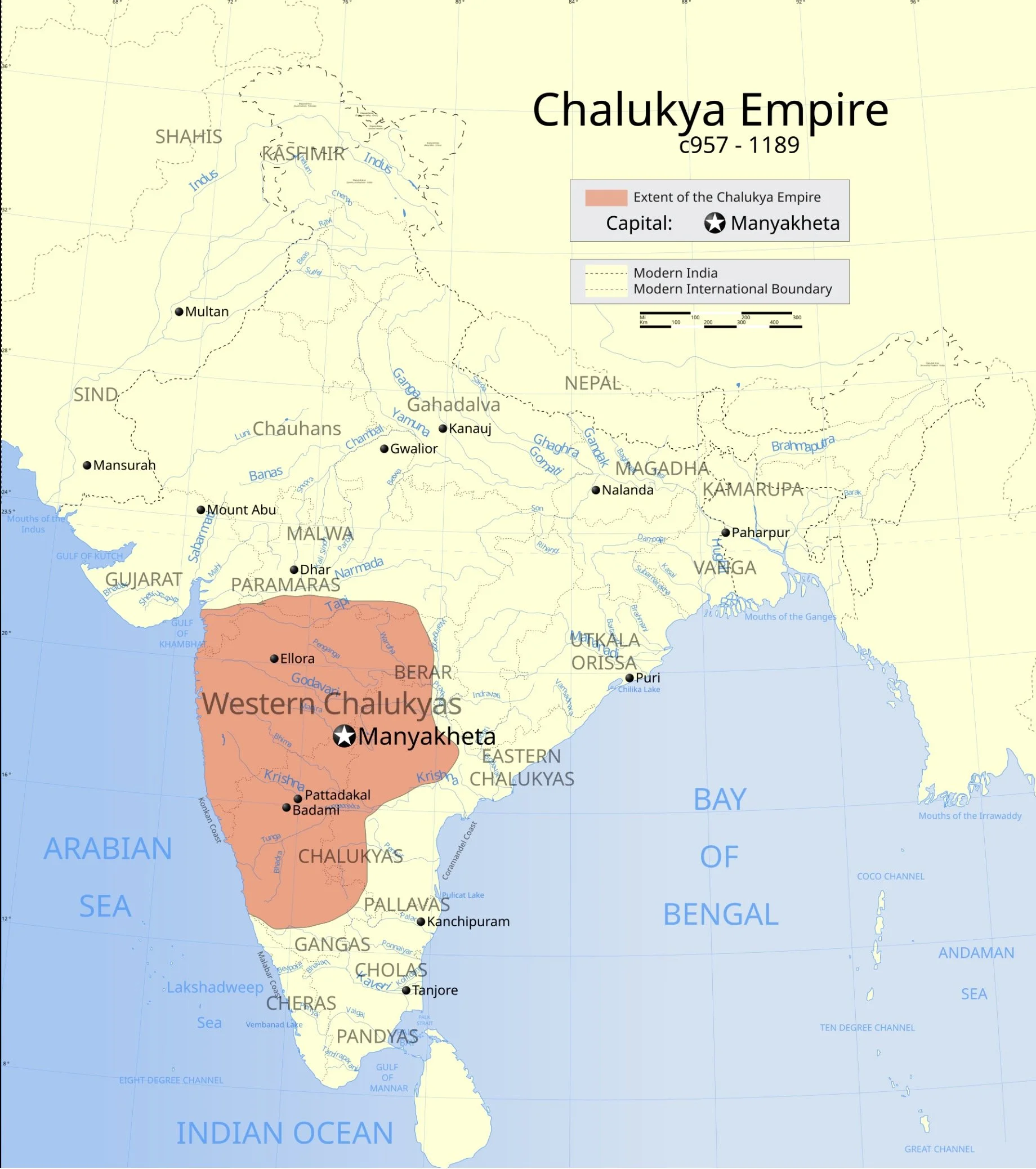 MAp: Chalukyas of Kalyani (Western Chalukyas)