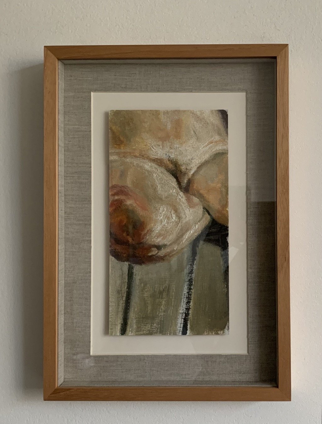Entre Freud e Saville, 2020 Série Carne e osso, Óleo sobre linho 24 x 13 cm