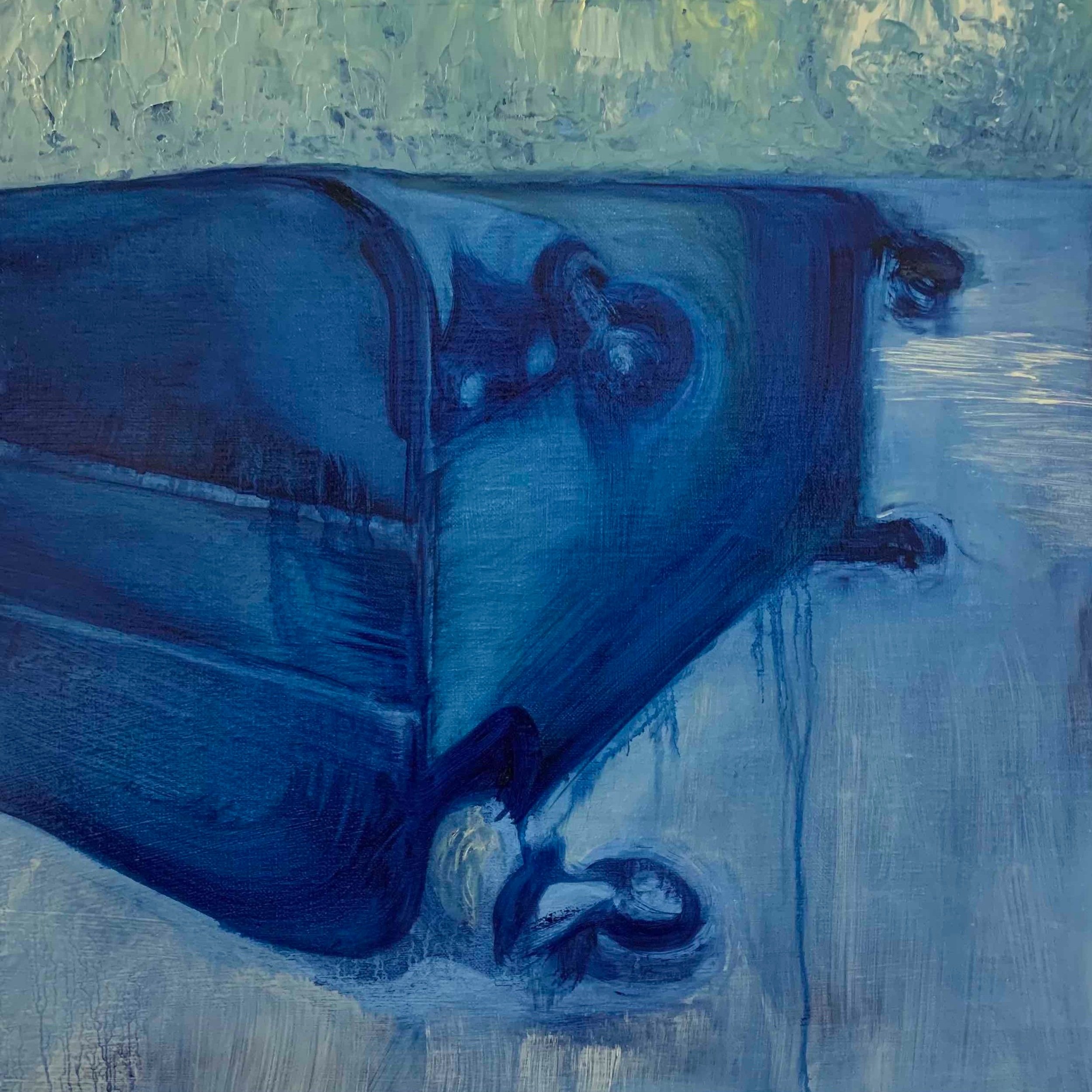 ROLAMENTO SUSPENSO, 2021 SÉRIE MOVIMENTO DE CÂMERA ÓLEO SOBRE LINHO 37.5 X 37.5 CM
