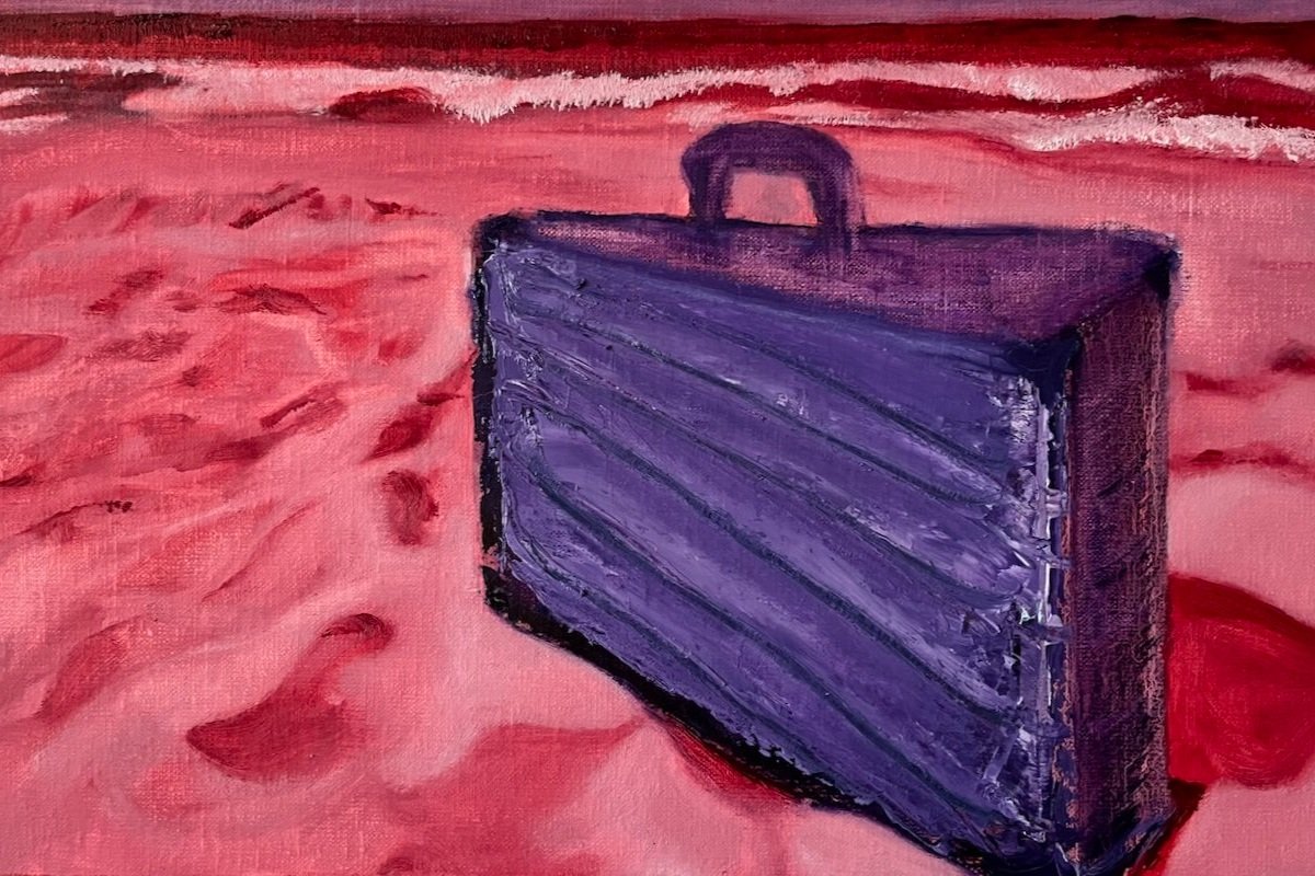 VAMOS A LA PLAYA IV B, 2023 SÉRIE ME LEVA ÓLEO SOBRE LINHO 25 X 40 CM