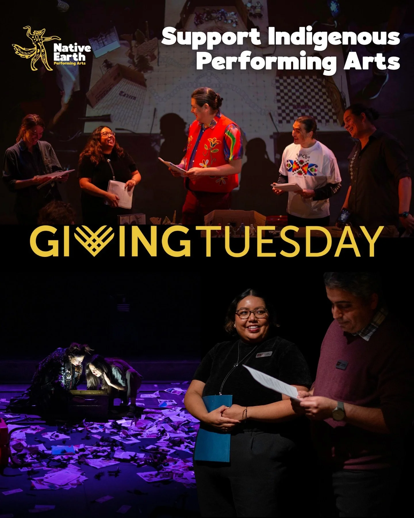 This Giving Tuesday (December 2)&mdash; Donate to Canada&rsquo;s Oldest Professional Indigenous Theatre Company!

Native Earth Performing Arts is committed to nurturing Indigenous voices at every stage of creation, from first spark to full production