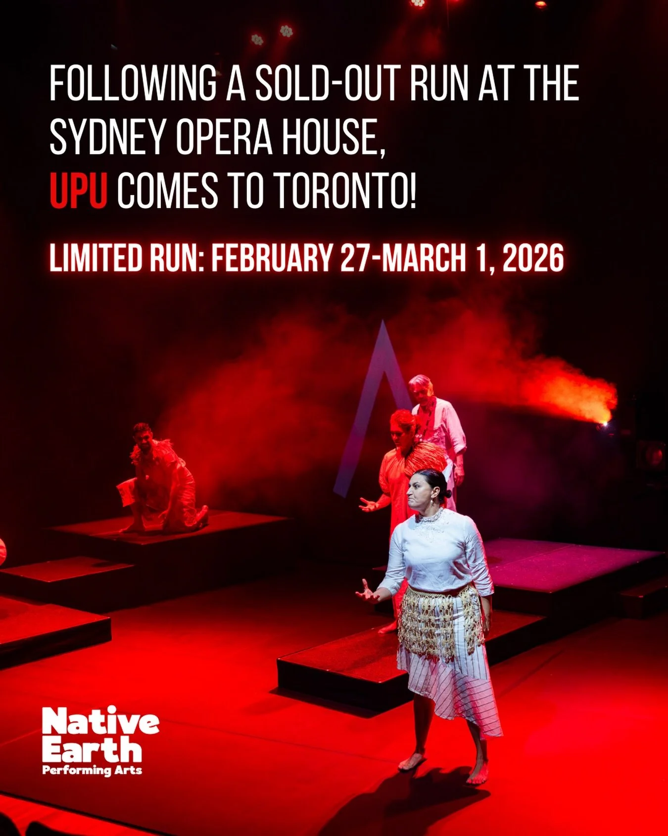 Following a SOLD-OUT RUN at the Sydney Opera House, UPU comes to Toronto!

Come witness poems as broad and deep as the Pacific Ocean itself with: UPU by UPU Collective with the support of Creative New Zealand Toi Aotearoa

February 27-March 1, 2026
A