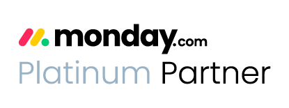 Logotipo de monday.com con texto 'Platinum Partner'