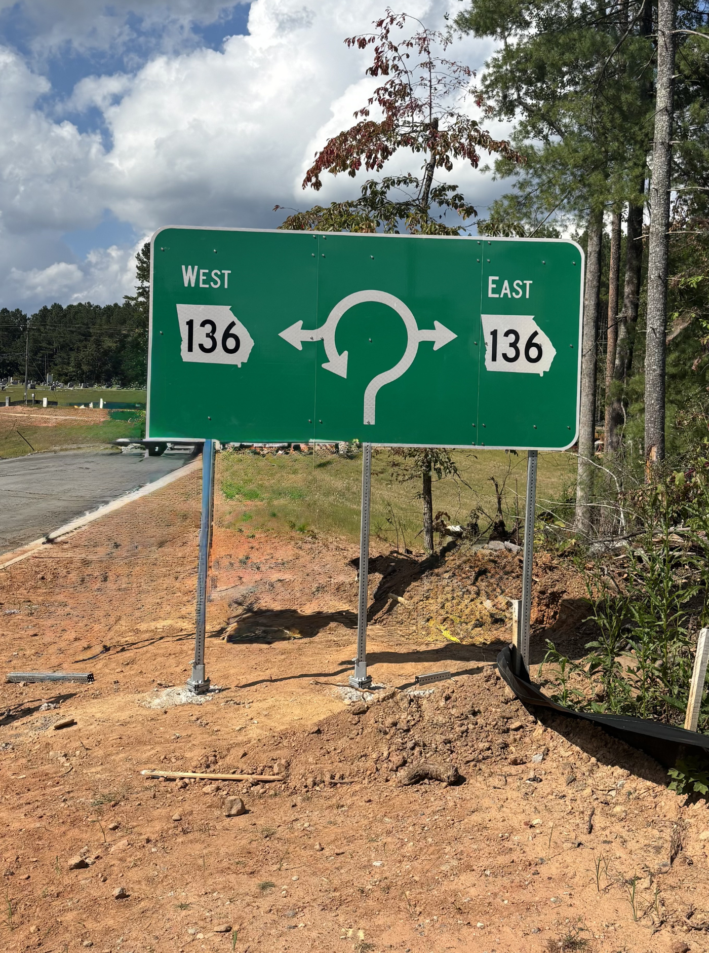 large permanent road traffic sign installed