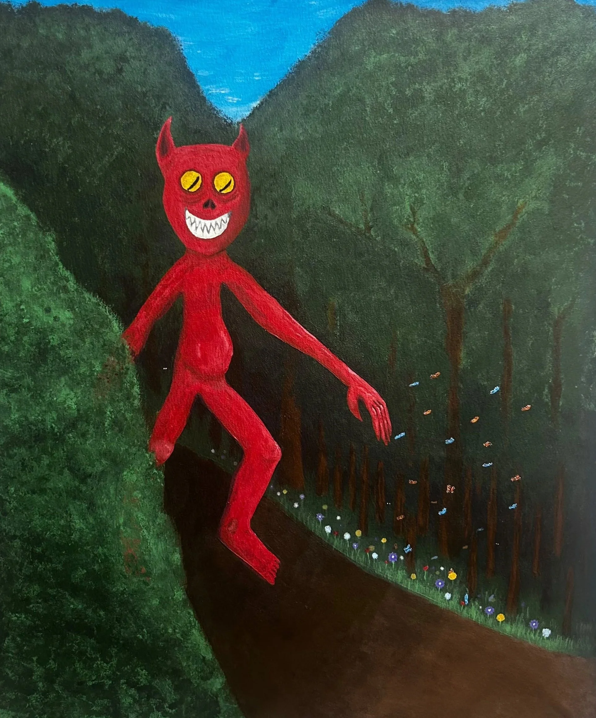 "peaceful demon" 32"x37" acrylic (2025)