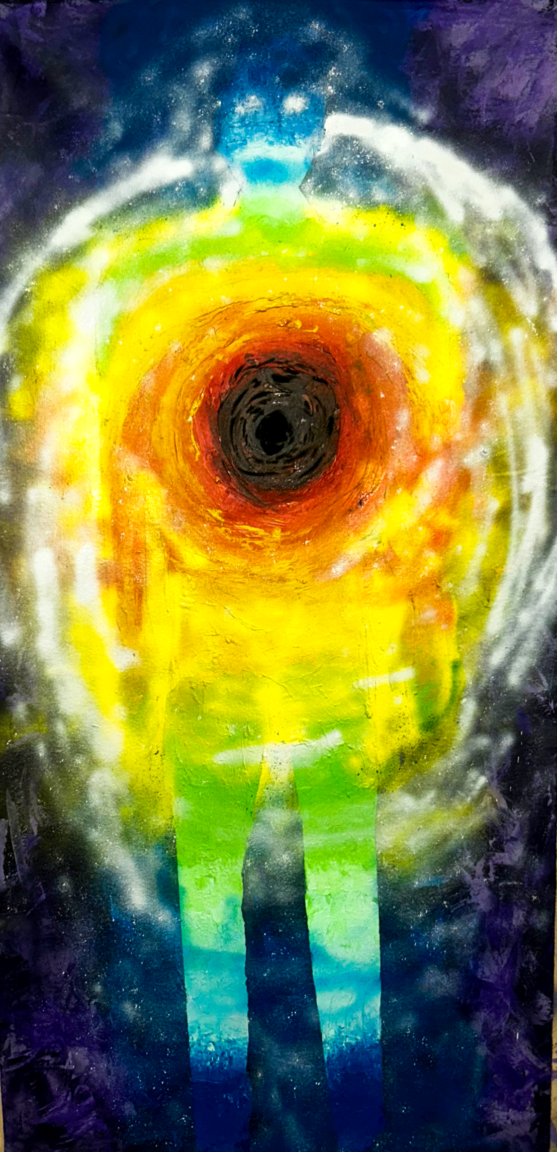 "A raging storm within me" 6' x 3' spray paint and acrylic