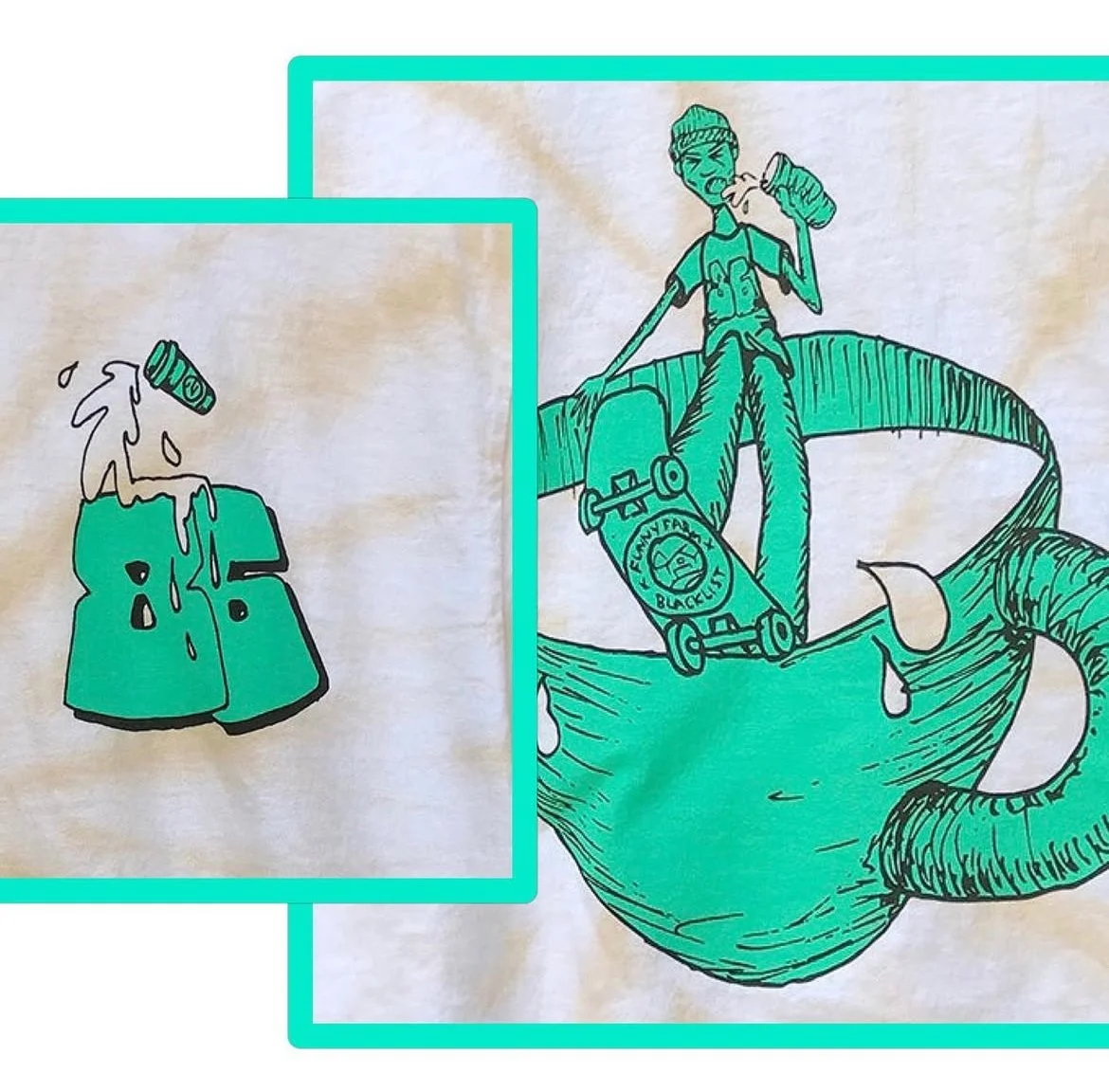 I Coffee Dyed over 60 tees for Blacklist x Funny Farm Coffee (Design by @mindlessglow on IG)