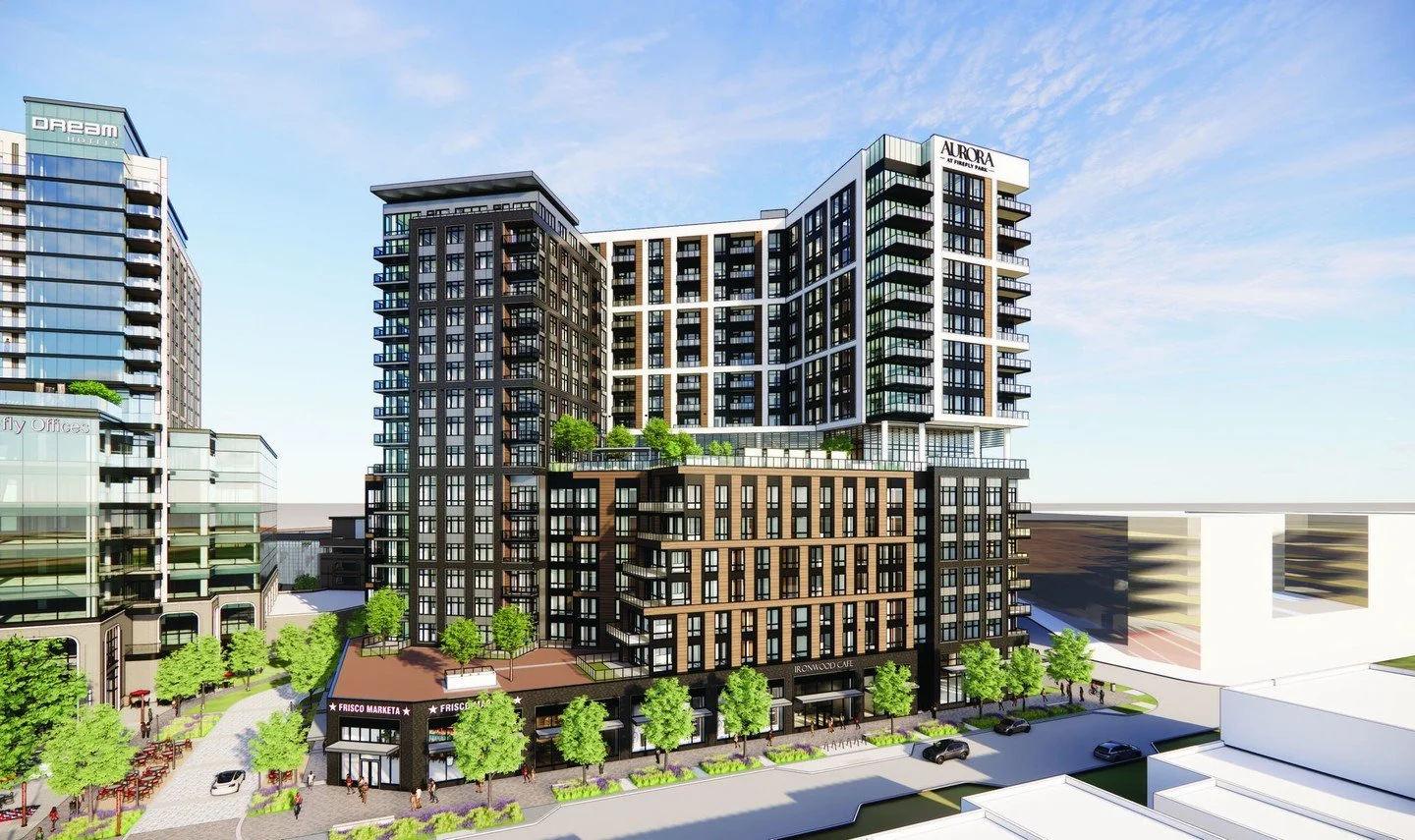 Aurora will be the crown jewel of Firefly Park&mdash;a sophisticated high-rise bringing elevated living to the heart of Frisco. This 16-story tower will feature stunning residences, world-class amenities, and unmatched views that set a new standard f