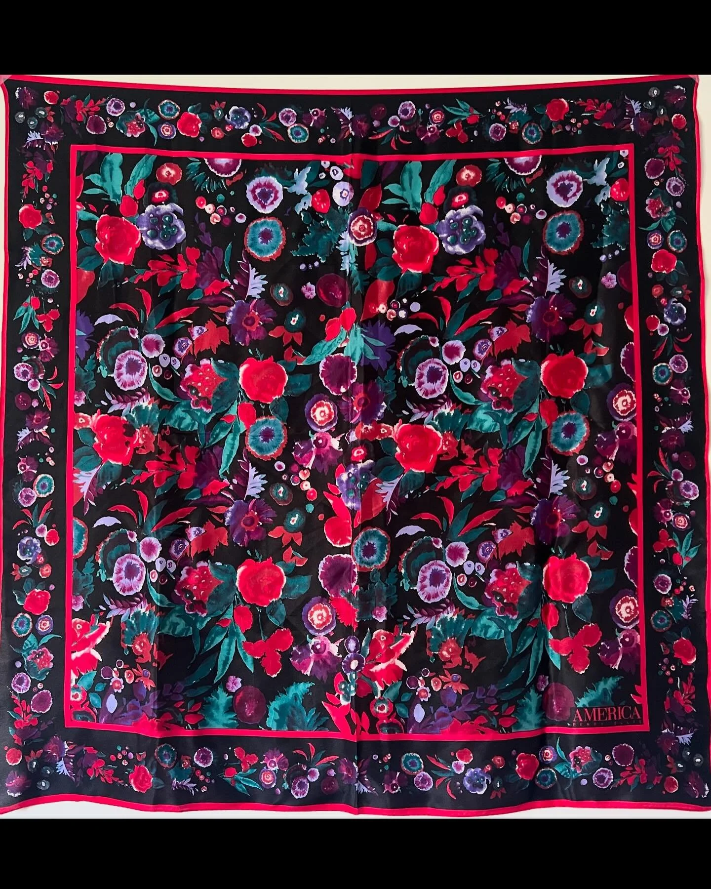 Every piece begins with a find. 🌺 We source vintage designer scarves like this bold floral beauty&mdash;rich in color, story, and craftsmanship&mdash;and give them new life as timeless silk hair accessories that can be worn everyday. Thoughtfully se