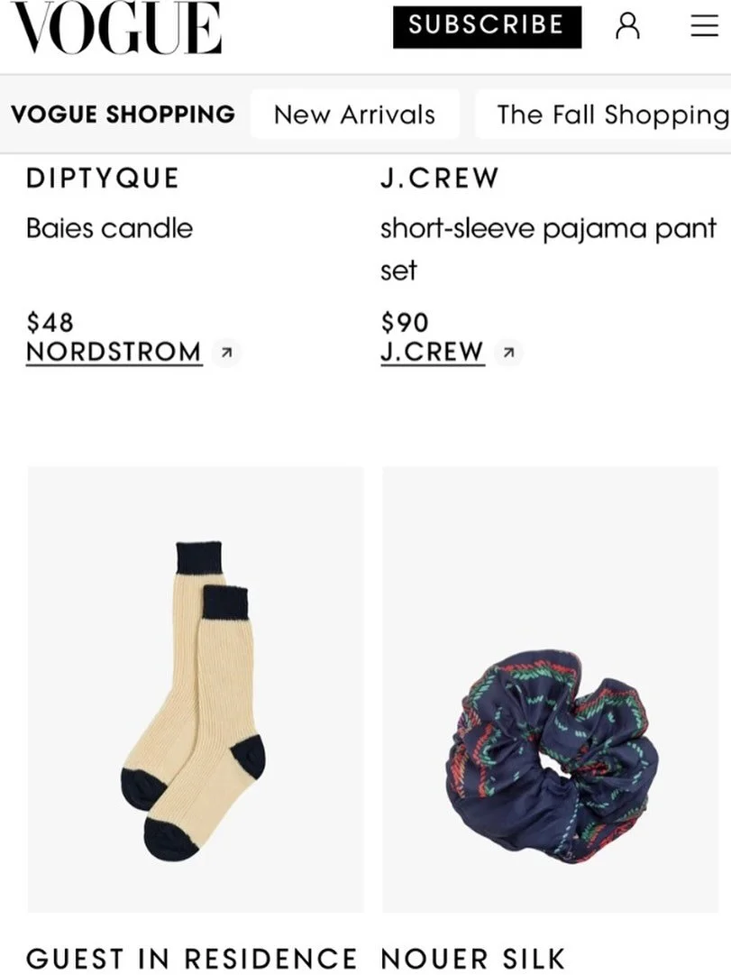 A surreal pinch me moment: Nouer Silk is featured in Vogue&rsquo;s &ldquo;100+ Gifts Under $100 We Love.&rdquo;
Handmade from vintage silk scarves, designed to be the little luxury you gift (and keep for yourself).
#nouersilk #vogueShopping #silkscru