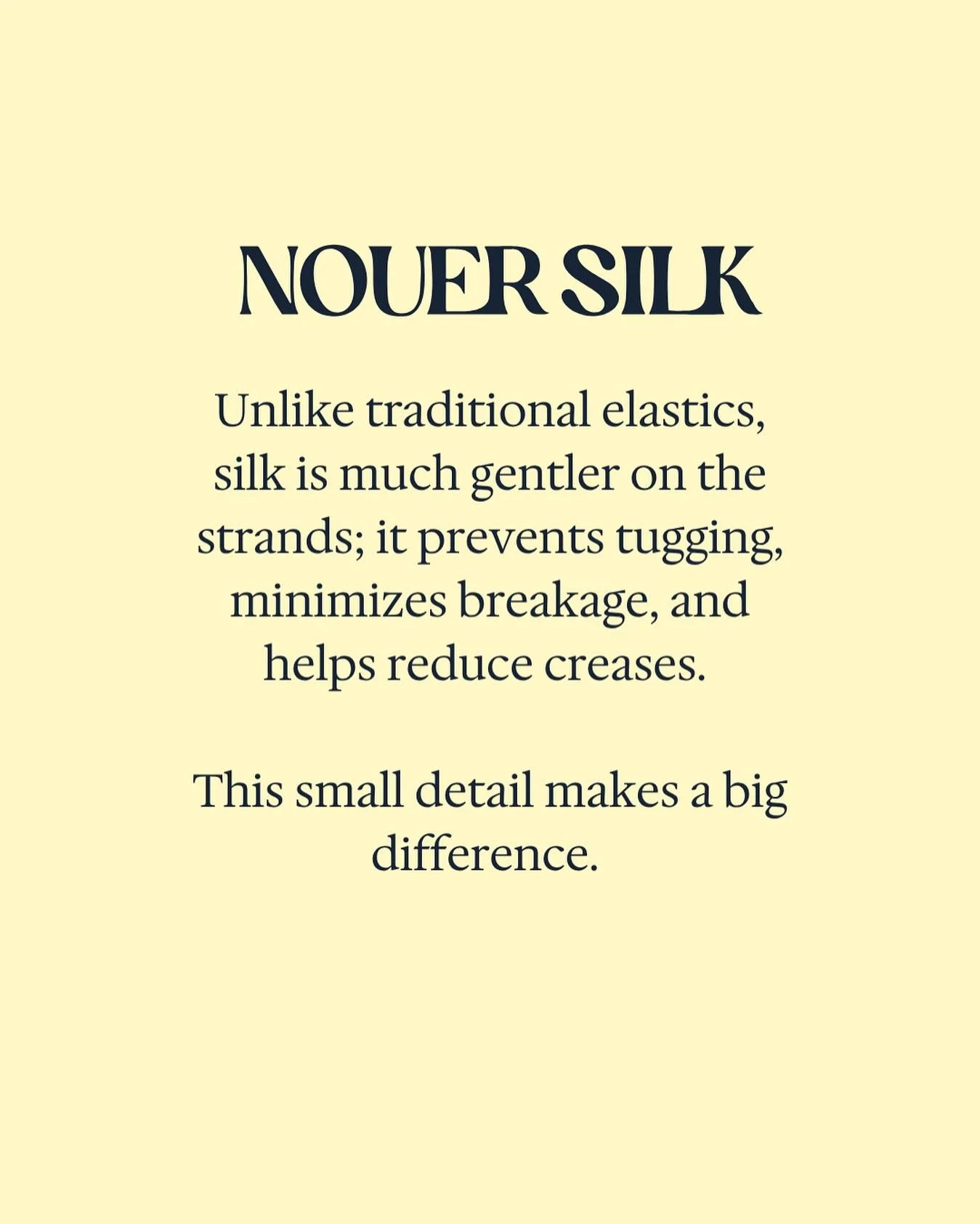 Because your hair deserves better. Our silk scrunchies glide over strands without pulling. This small switch makes a big difference for healthy hair. #nouersilk #quietluxuryhair #silkscrunchie #luxuryhairaccessories #quietluxury