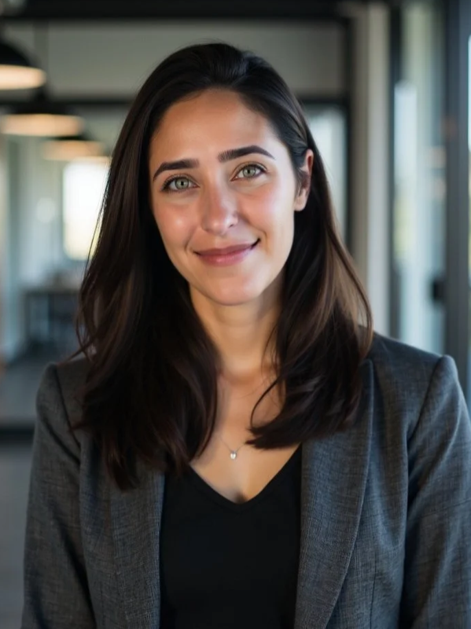 Sign for chambers & maney attorneys at law with illuminated white text and a red diamond logo on dark background.