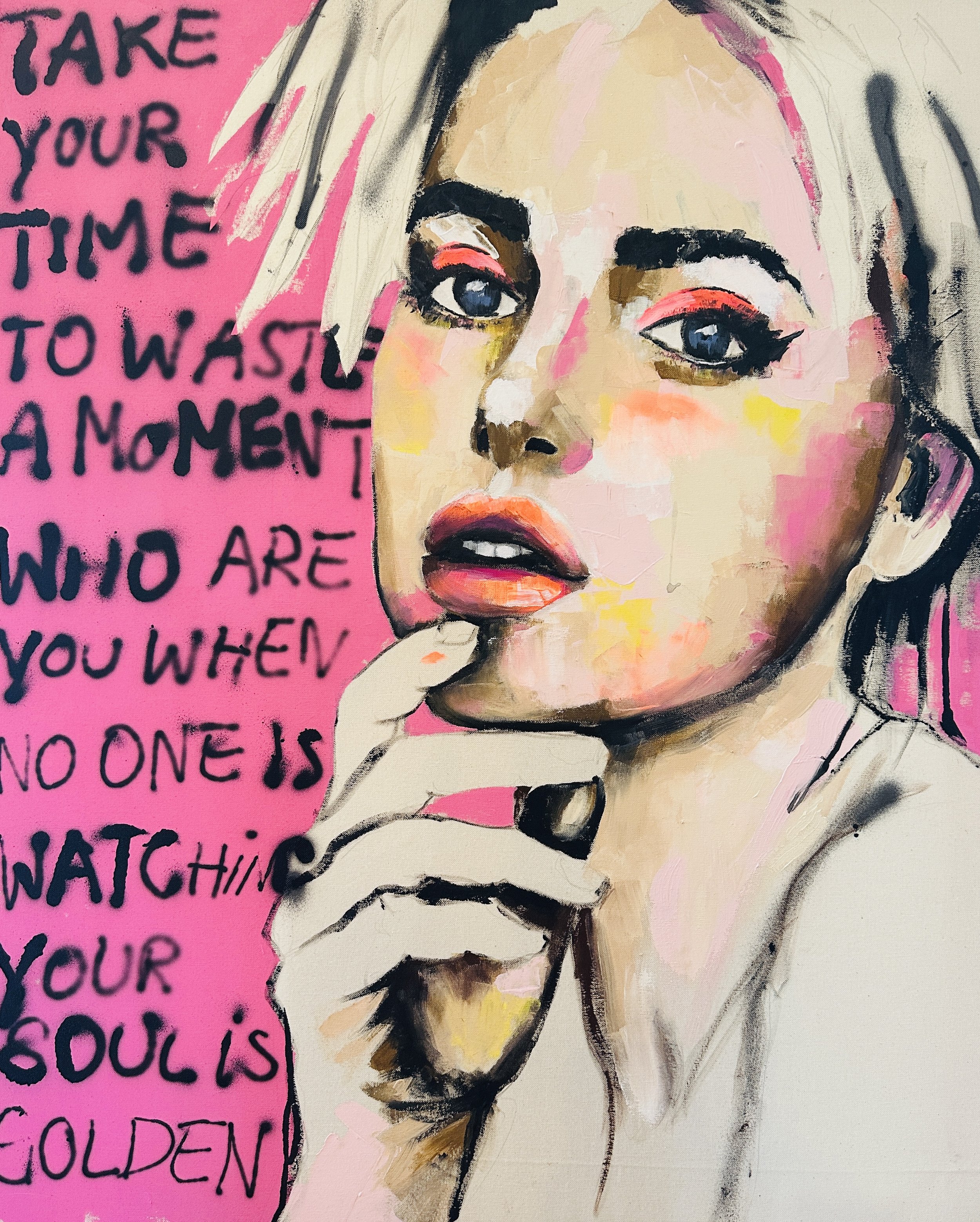 YOUR SOUL IS GOLDEN
Acryl auf Leinwand, 80 x 100 cm, 2025.