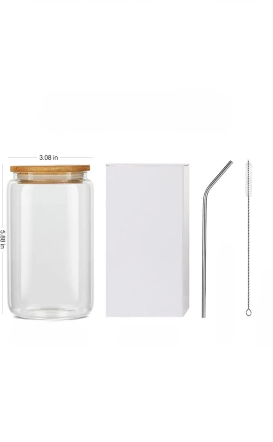 16 oz Glass Tumbler With Straw And Lid