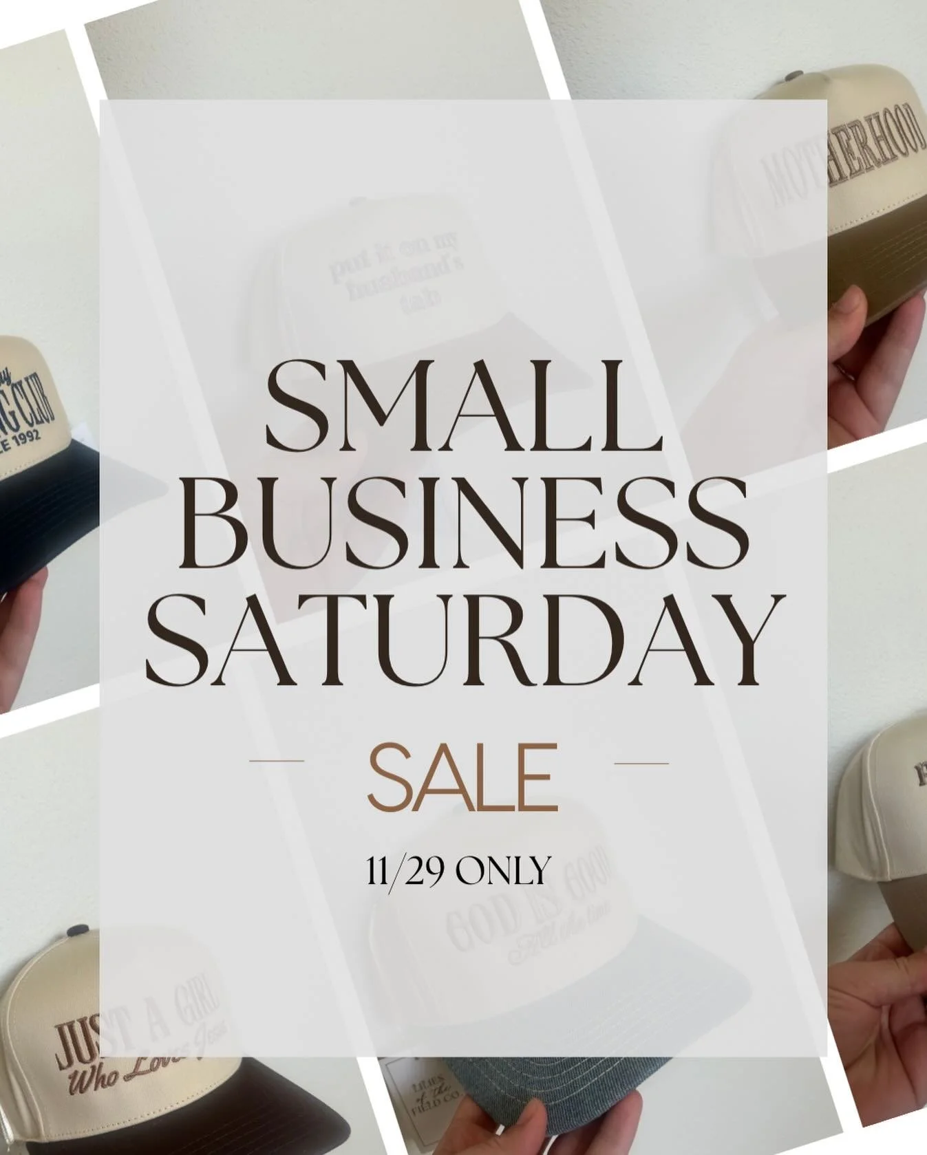 🤎Small business Saturday🤎 we will be running a story sale on 11/29! Our story sale will have items that have yet to be added to our site with exclusive sales running Saturday only!

How it works: 
-Items will be added to our story Saturday morning 