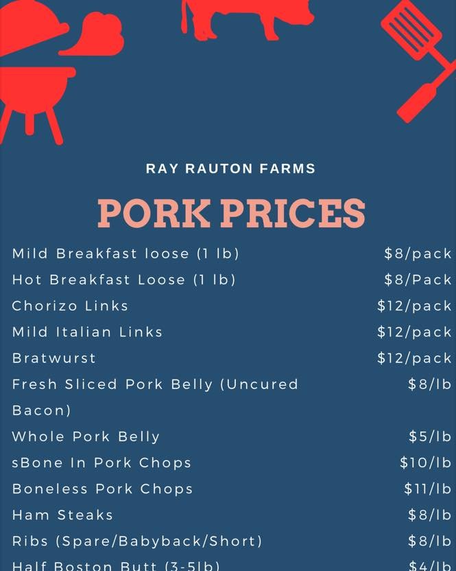 This weekend looks like a great time to get some chops or brats on the grill or maybe even smoke a butt or some ribs! Get your orders in for the weekend! We also have the The Nut House &amp; Country Market stocked up with some sausage and smaller Bos