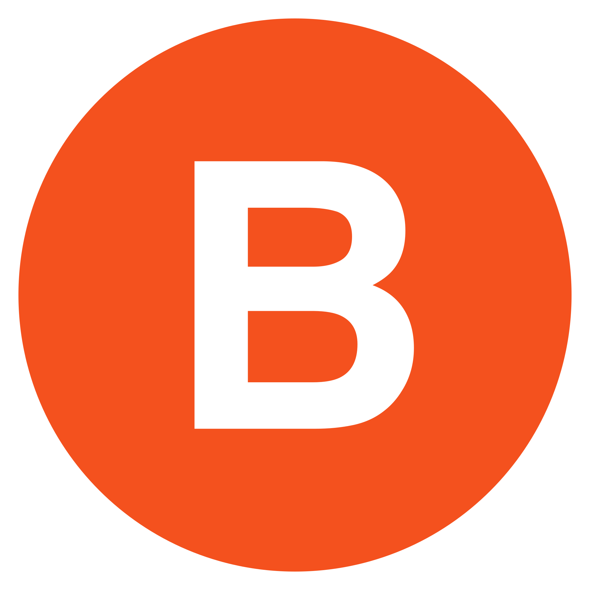 Orange circle with a white capital letter 'B' in the center, symbolizing a logo or icon.