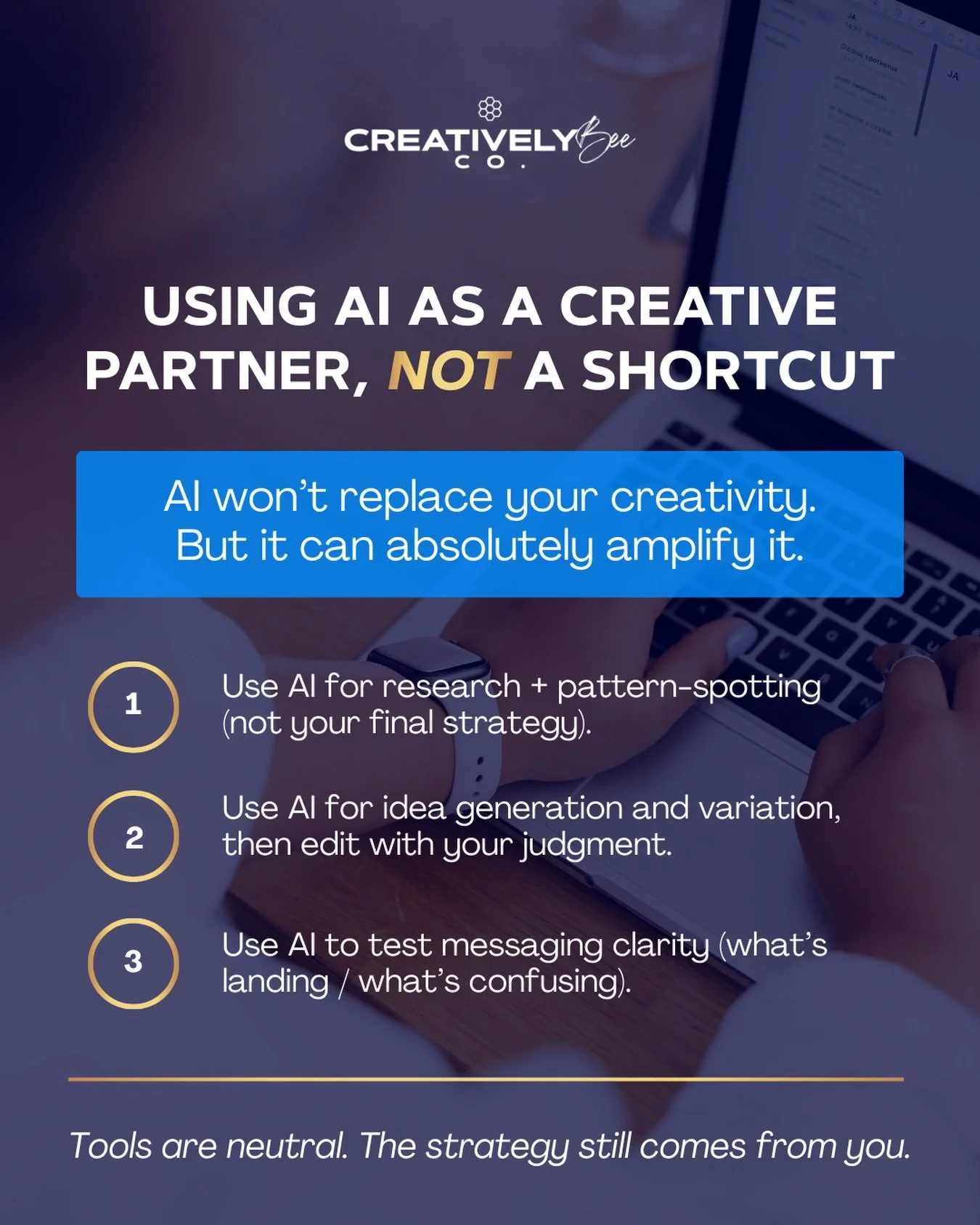 Hot take: AI isn&rsquo;t here to replace your creativity (unless you let it). It&rsquo;s here to expose how solid your strategy really is. 😅⬇️
 
Used well, AI can:
- Surface patterns in your audience&rsquo;s language faster than you can scroll.
- Ge
