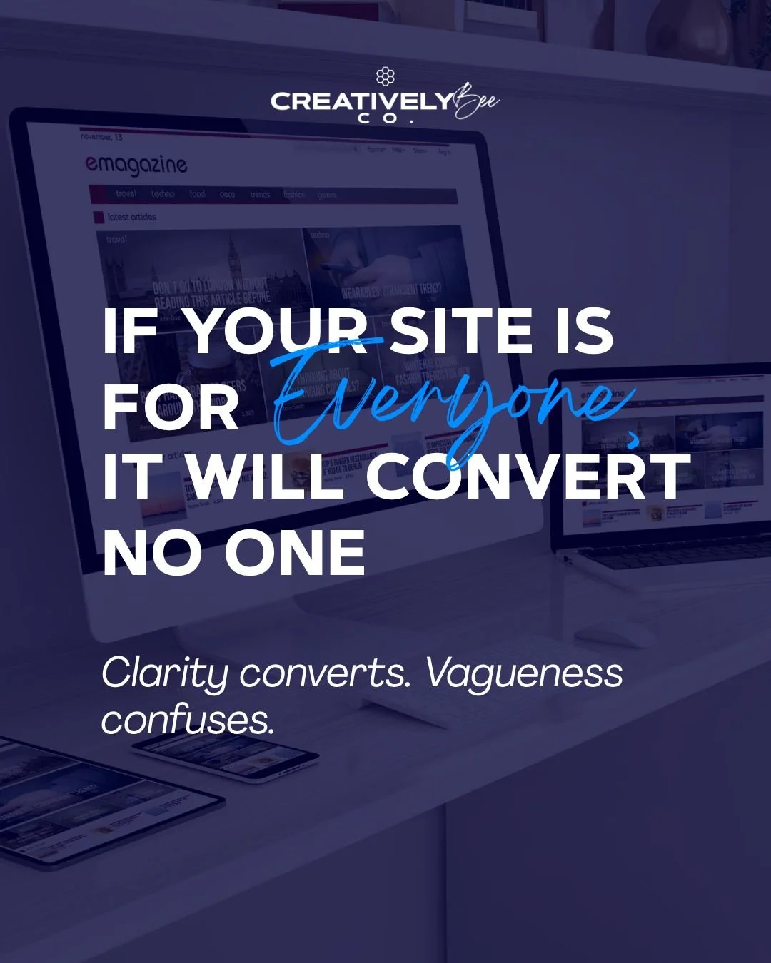 Trying to make your website speak to everyone is the fastest way to make it speak to&hellip; no one.

When your copy tries to cover every possible client, stage of business, and offer, visitors can&rsquo;t tell if you&rsquo;re actually for them.

So 