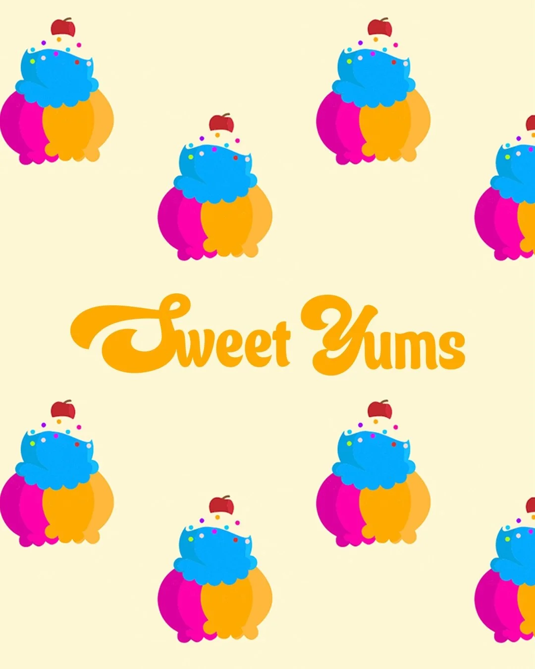 THROWBACK to one of the first brand concepts I ever designed. 🍦

This is Sweet Yums. A non-GMO, low-fat sherbet and ice cream brand made from premium organic fruits and milk.

The vibe? Bright hues. Groovy typography. Total 70s feel-good energy. 🌈
