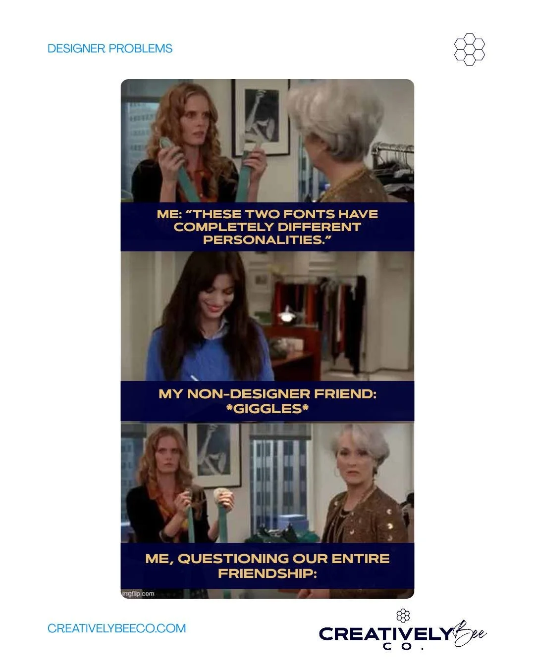 Some conversations really test a friendship. 😂

Because those two fonts do not look the same. One feels polished and editorial. The other feels playful and approachable. Same alphabet, completely different assignment.

Typography helps set the tone 