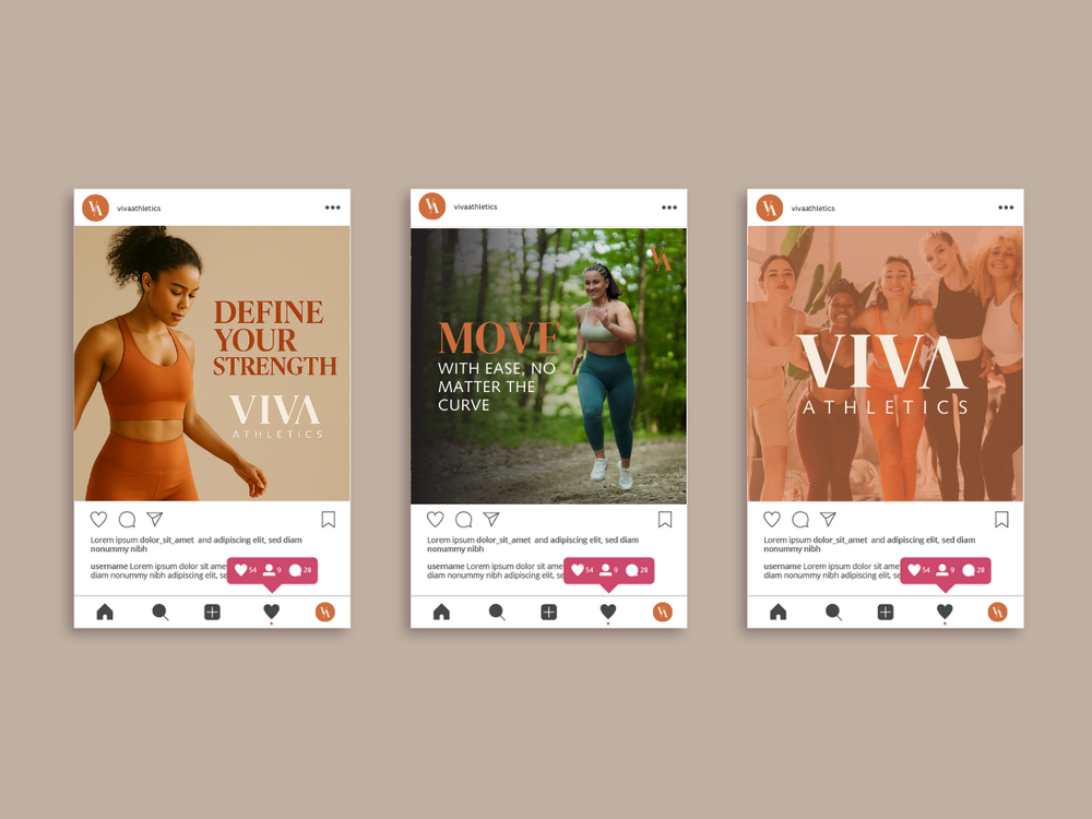 Coordinated VIVA Athletics social media graphics designed by Creatively Bee Co.