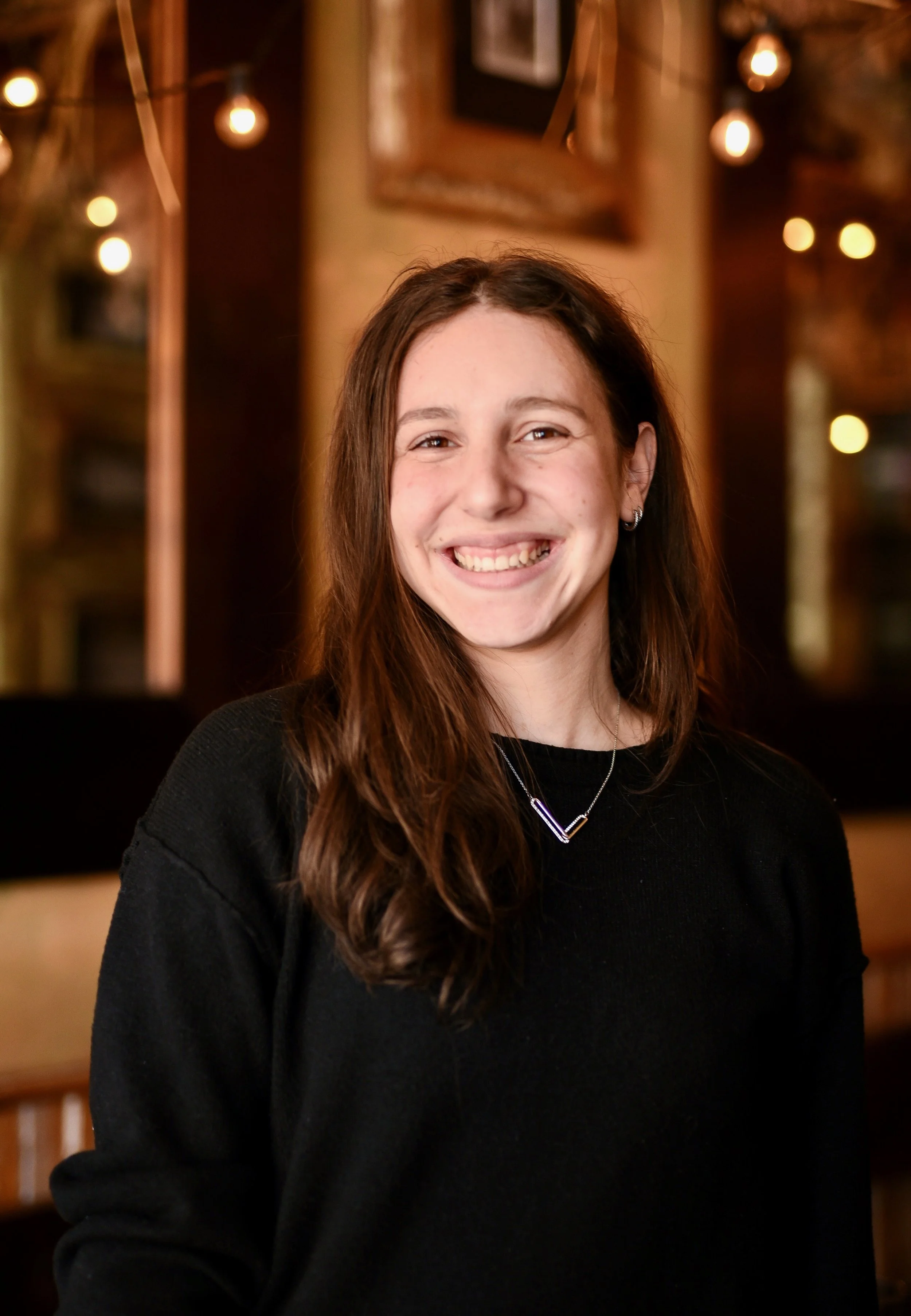 Woman smiling in cafe