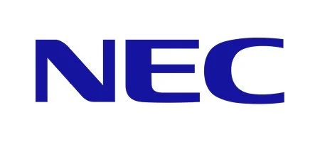NEC logo in blue text on a white background.