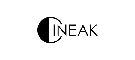 Logo with a large black circle and the word 'CINEAK' in stylized text