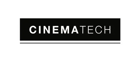 CINEMA TECH logo with black background and white text