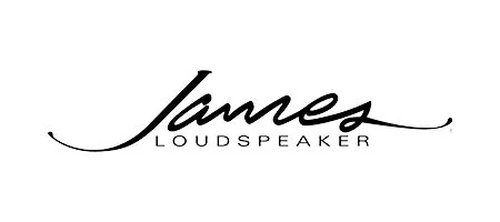 James Loudspeaker logo with stylized script font.