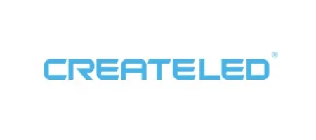 The logo for CREATELED written in blue uppercase letters.